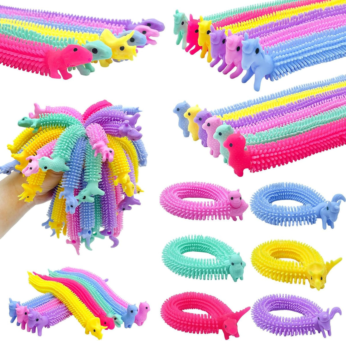 30 PCS Stretchy Fidget Toy, Sensory Fidget Worm Stretch Toys - Alpaca,Dinosaur,Unicorn