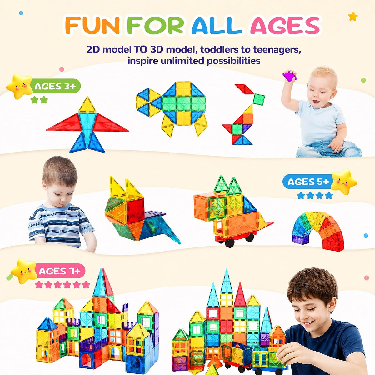 cossy 100 Pcs Magnetic Tiles - 100 Pieces - image 2