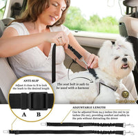 SunGrow Elastic Nylon Dog Seat Belt, 24”, 36” - Black Elastic - 2-Pack - image 3