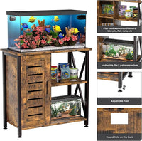 20-29 Gallon Fish Tank Stand, Aquarium Stand with Cabinet Accessories Storage, Heavy Duty Metal Frame, 31.49" L*15.74" W Tabletop, 330LBS Capacity, Rustic Brown PG07YGN