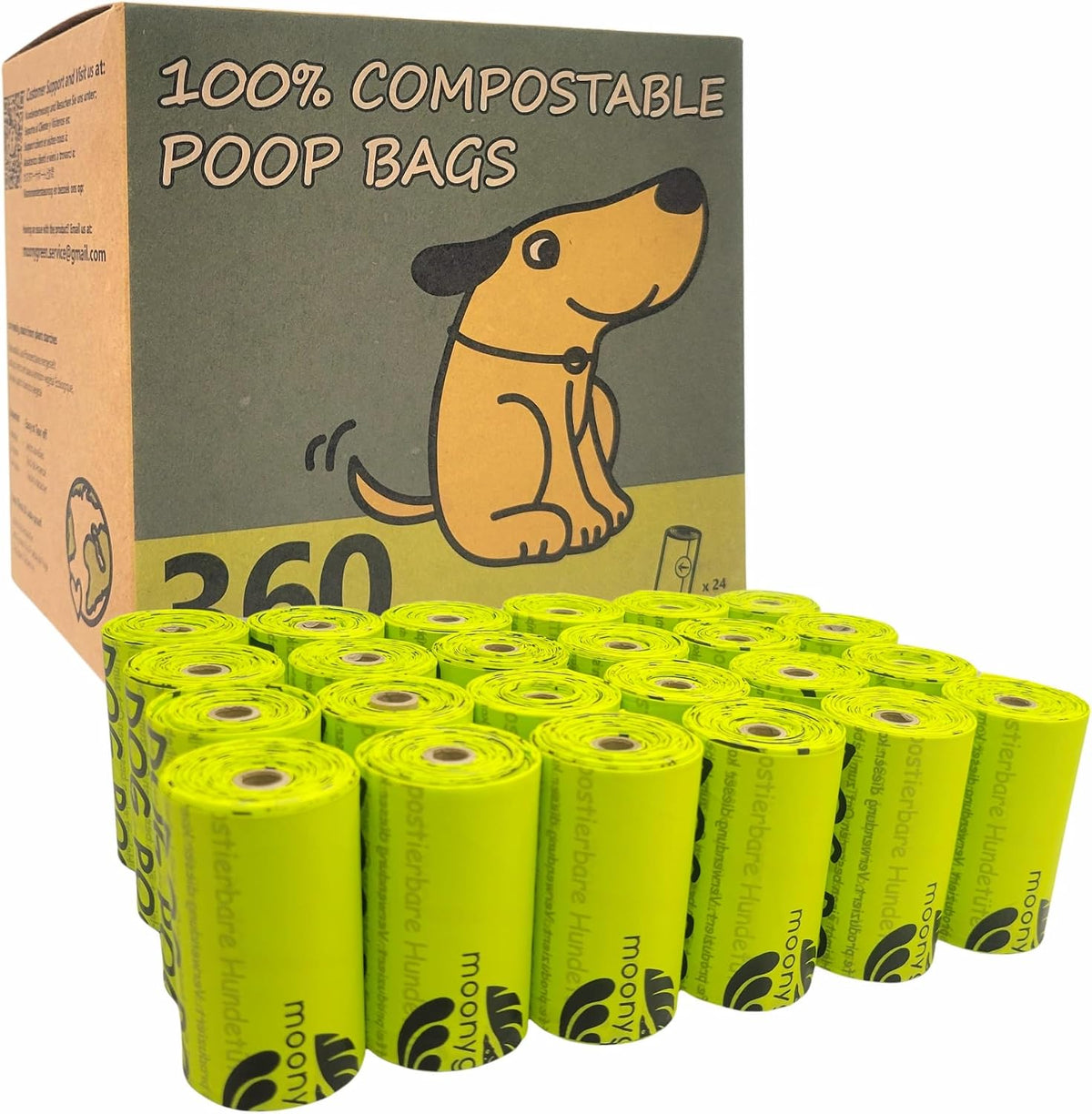 Certified Compostable Dog Poop Bag Rolls - 1 Count (Pack of 360)