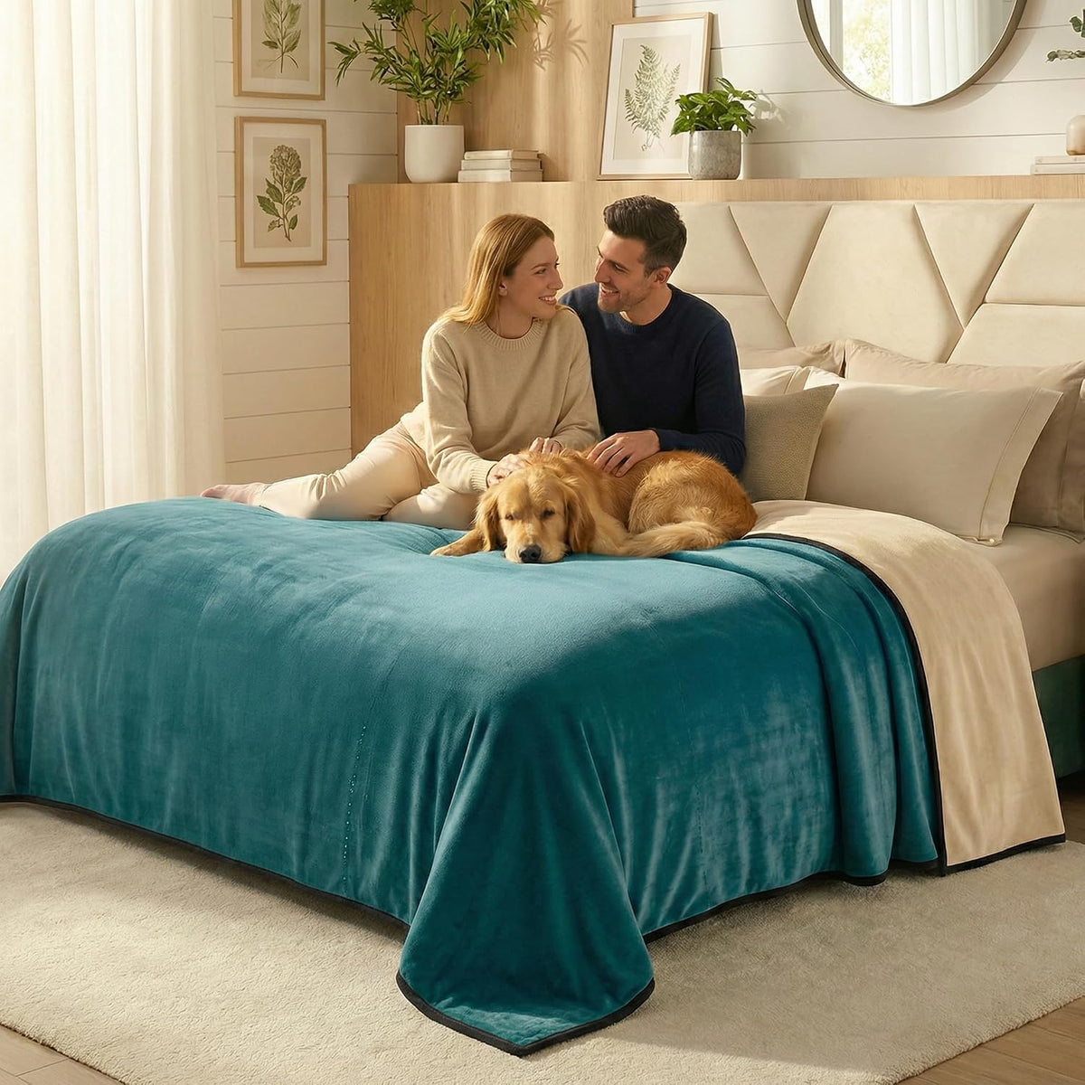 Paw Buddies Waterproof Blanket King Size 80"x90" for Dogs, Pets - Teal - image 2