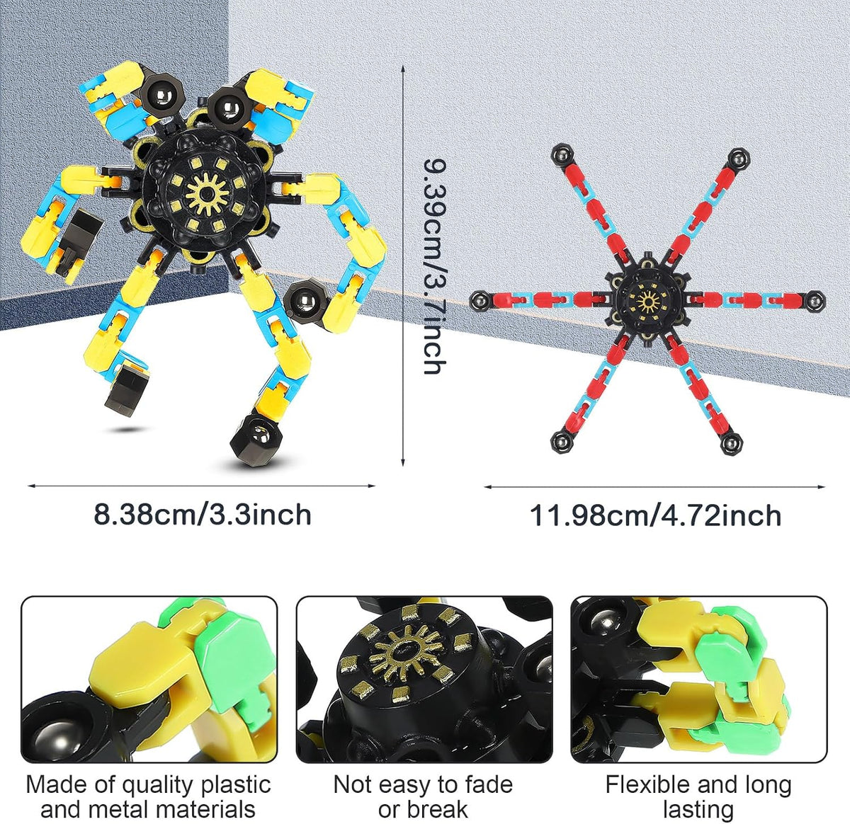 Jerify 40 pack transformable chain robot fidget spinner toys in five bright colors - view 12