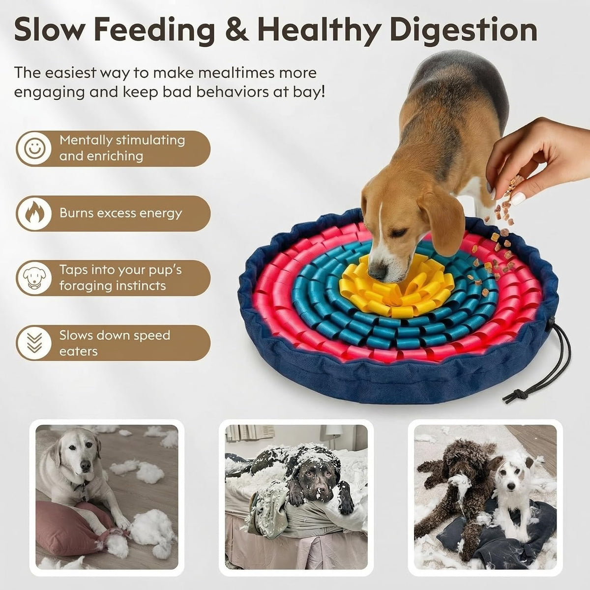 FunFurry Snuffle Mat for Dogs, Dog Puzzle Mat - Floral / 17" Bowl - image 4