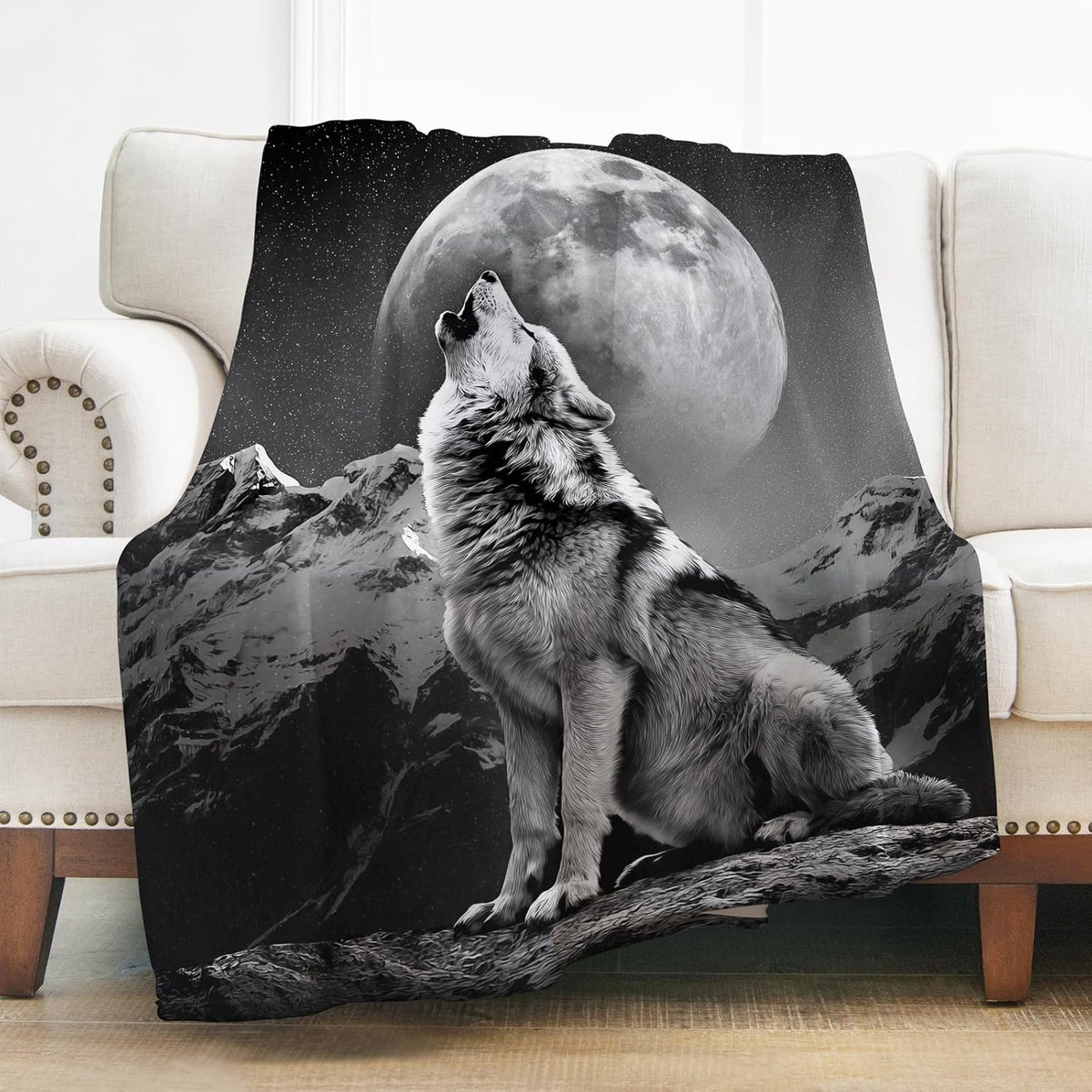 Levens Black Cat Blanket, Cozy Cats Blankets for Cat Lovers 60"x50" Soft Plush Black Cats Gifts - Howling Wolf Blanket Black / 50"x60"