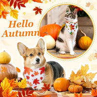 Chunful 100 Pieces Fall Dog Bandanas Bulk Autumn Pet Bandanas with Leaves Patterns Triangle Scarf Bib Kerchief Set for Small Large Dog Thanksgiving Costume Accessories (25.6 x 17.7 x 17.7)