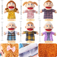 6 Pcs Family Hand Puppets 12 Inch Grandparents, Mom & Dad - 6 Family A - image 3