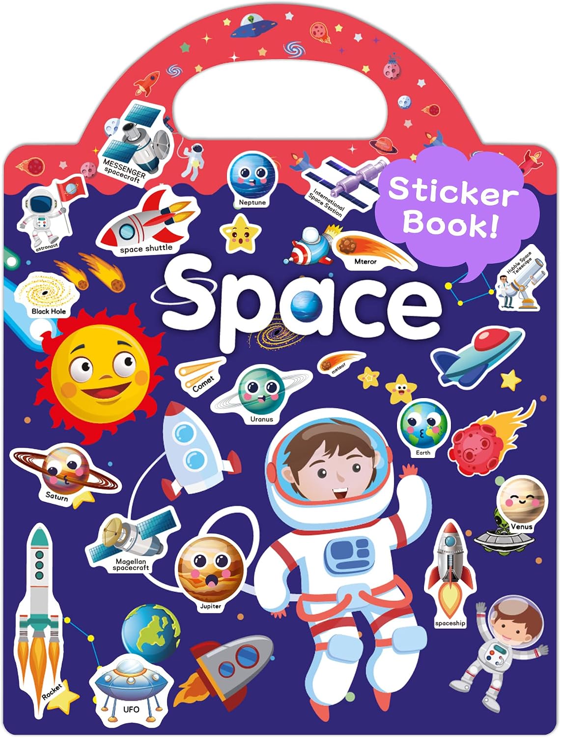 Benresive Reusable Sticker Book, Travel Stickers for Kids - Space