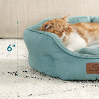 Bedsure Small Dog Bed Washable, Round Cat Beds for Indoor Cats - 20"L x 19"W x 6"Th / Washed Blue - image 2