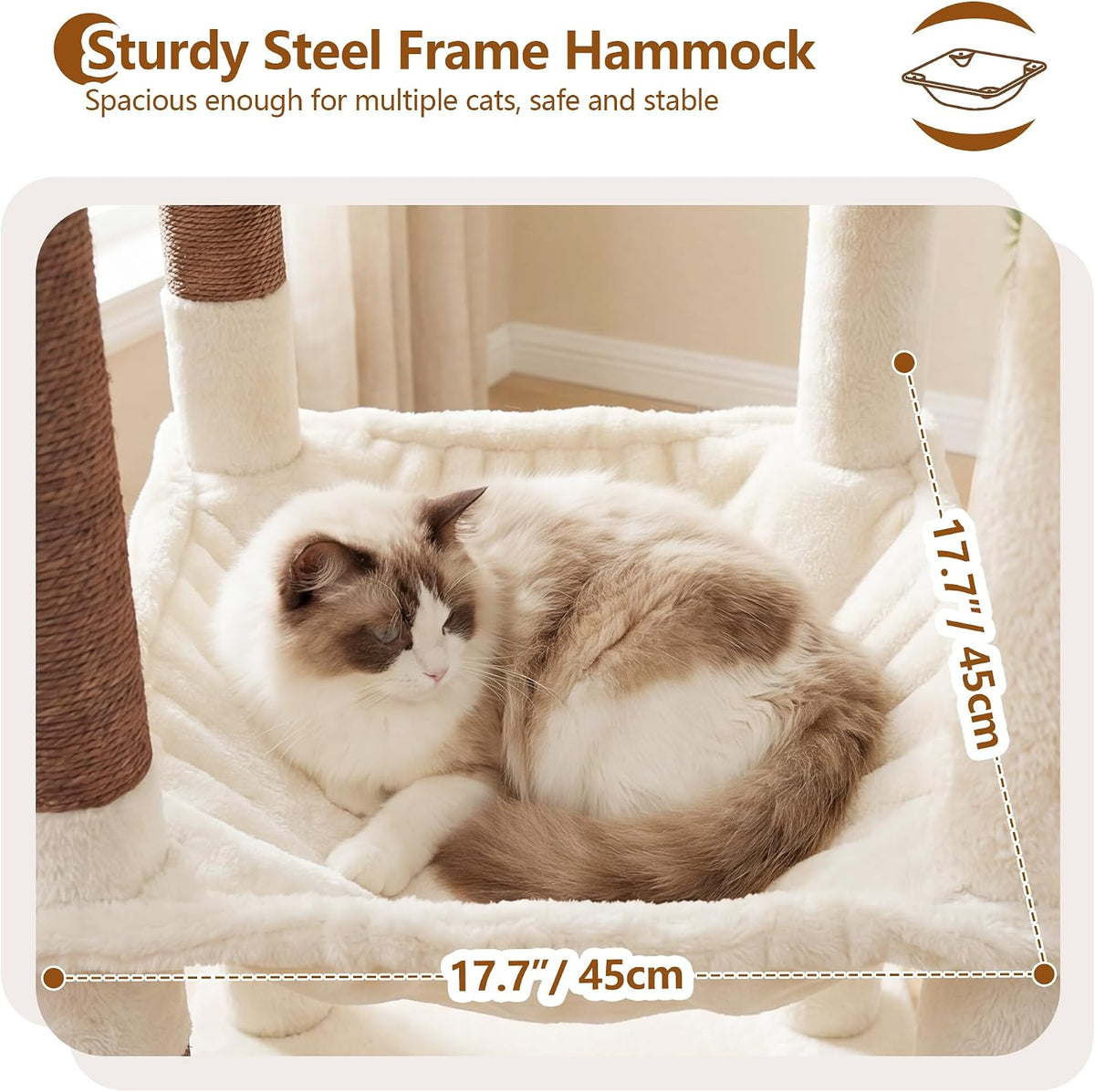 Heybly 53.1" Corner Cat Tree for Large Cats - Beige / 53 inch - image 3