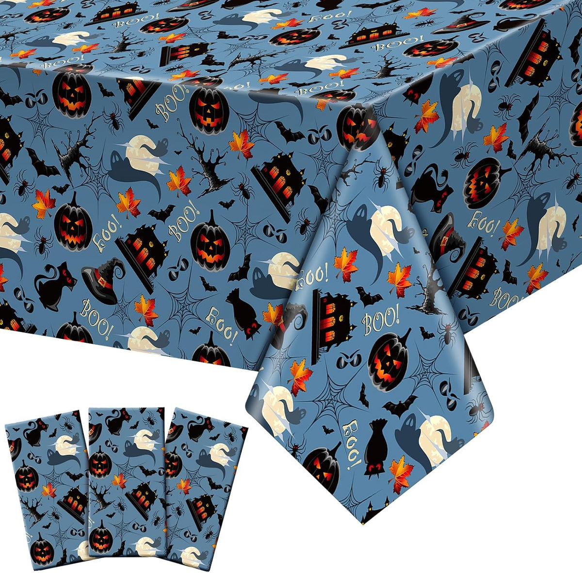 Newwiee 3 pack Halloween plastic tablecloths with candy corn print, 108 x 54 inches - view 10