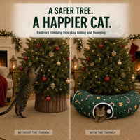 LUCKITTY Christmas cat tunnel bed with hanging ball and star pattern - view 3