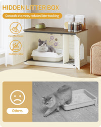 Hzuaneri Cat Litter Box Enclosure - Rustic White and Brown / 39.4"L x 21.7"W x 23.6"H - image 4