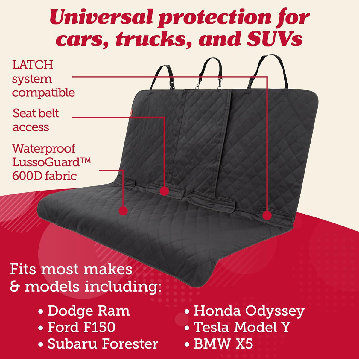 Lusso Gear Dog Car Seat Cover - - Premium Edition - Black - image 2