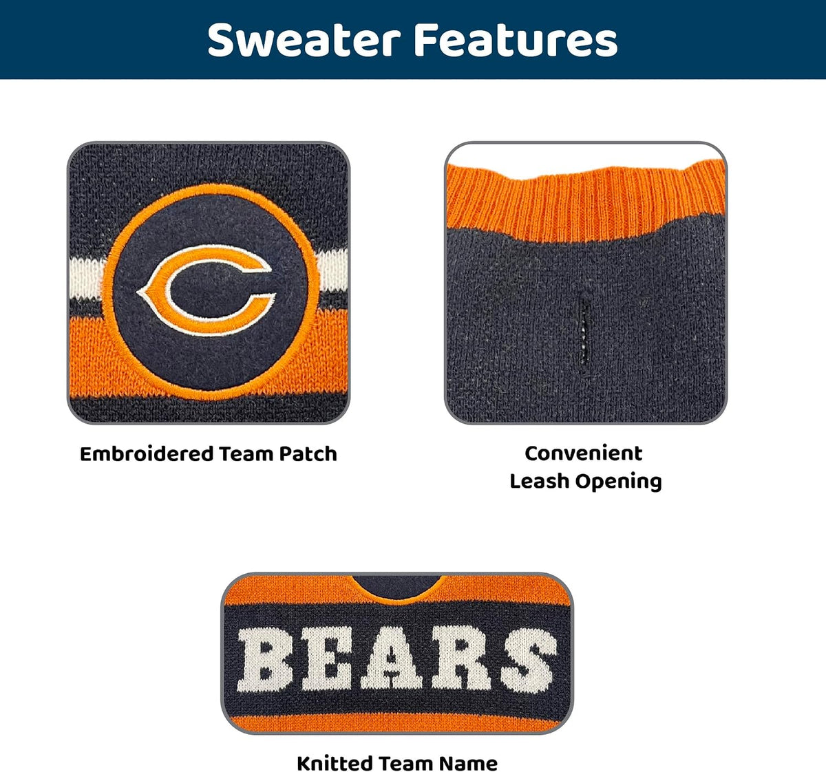 Pets First NFL Chicago Bears Dog Sweater - Small / Chicago Bears - image 2