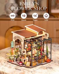Rolife Greenhouse miniature house kit assembled with plants, wooden furniture and LED light - view 16