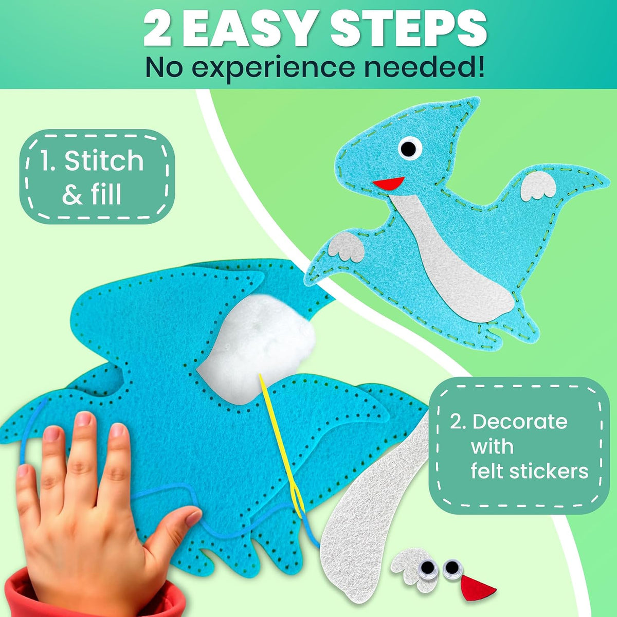 QUOKKA kids sewing kit with 12 felt toy projects and storage box - view 24