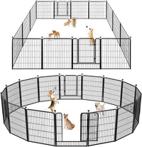 Dog Playpen 32 inch 20 Panels Indoor Outdoor Dog Pen for Medium/Small Dogs Heavy Duty Metal Dog Fence Outdoor for Yard, Puppy Playpen with Door Portable Pet Fence for RV Camping Yard