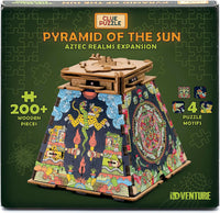 iDventure CluePuzzle Pyramid of the Sun 3D birch wood puzzle box with Aztec design