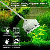 Aquarium Fish Tank Tools Kit Stainless Steel Algae Cleaning Scraper Razor Cleaner with 10 Pcs Blades (26 Inch)