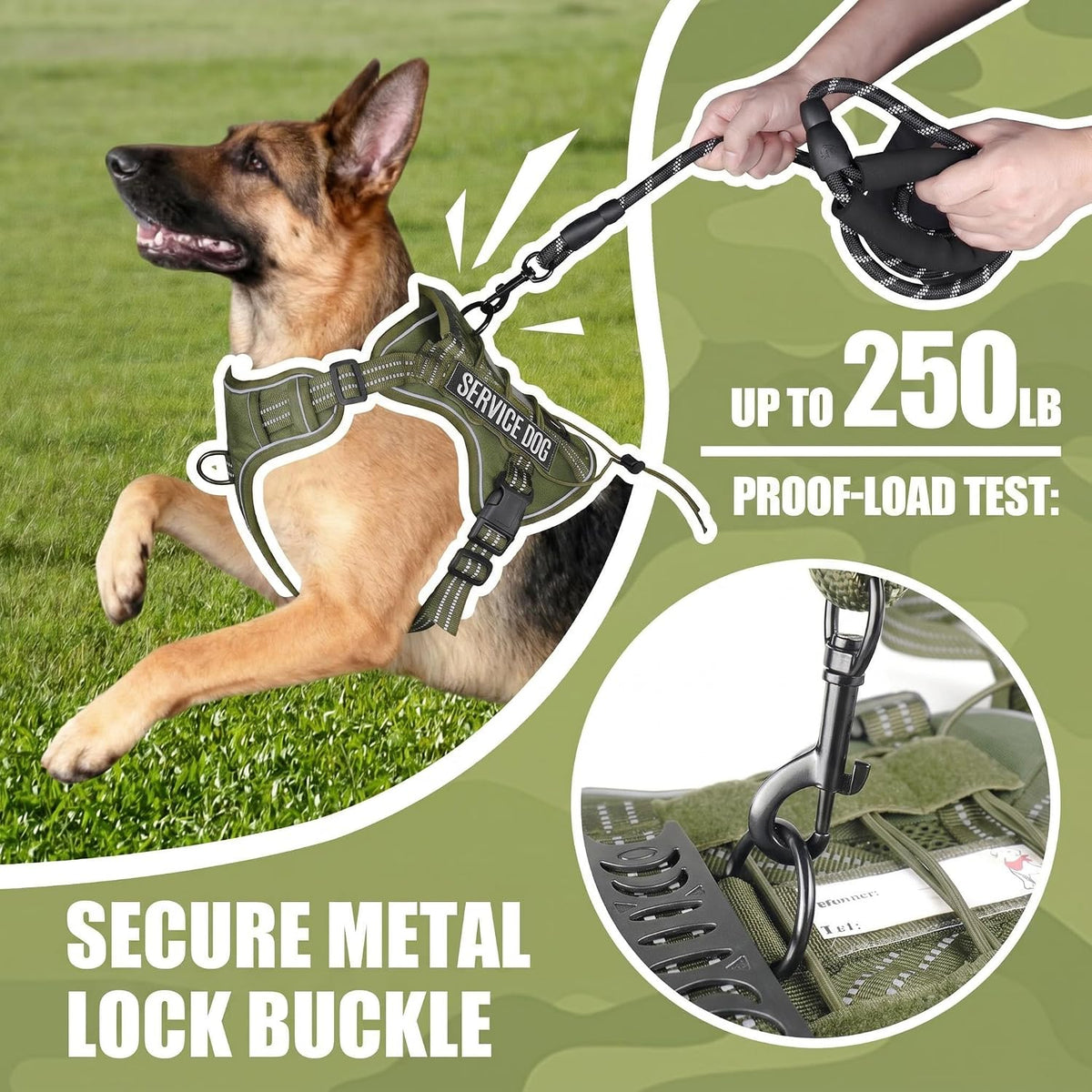 Dog Harness and Leash Set for Large Dogs - Army Green / S - image 3