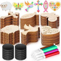 Blueweenly 48 wooden Sunday school craft magnets with watercolor pencils