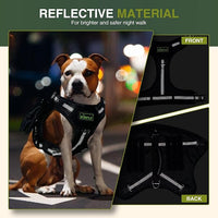 Tactical Dog Harness with Reflective Material, Adjustable Heavy-Duty No Pull Harness, Tear-Resistant Dog Tactical Vest with Handle, Breathable Outdoor Gear for Training, Hiking, Walking, Black M