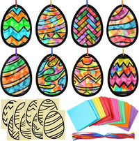 Eersida butterfly suncatcher craft kit with colorful tissue paper butterflies hanging in a window
