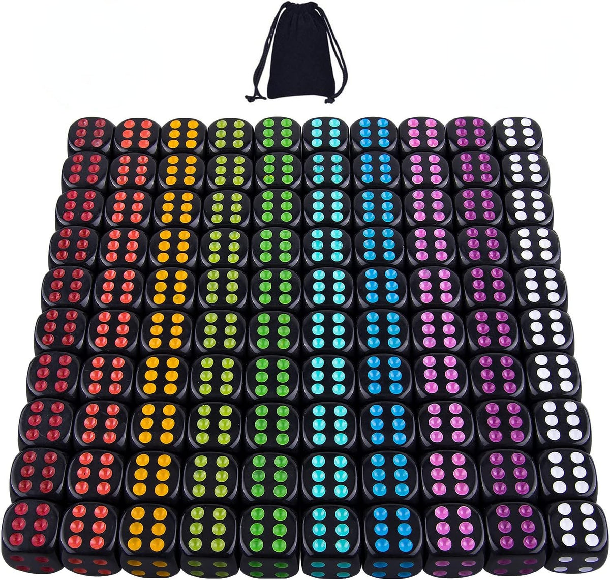 AUSTOR 100 Pcs 6 Sided Game Dice Set - 100 Pieces Round D