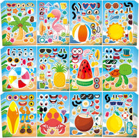 48 Fall Make-a-Face Sticker Sheets for Kids - Summer Vibe
