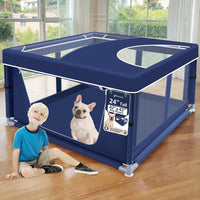 42x42 Inches Puppy Playpen with Gate - Blue / 42x42 IN With Cover