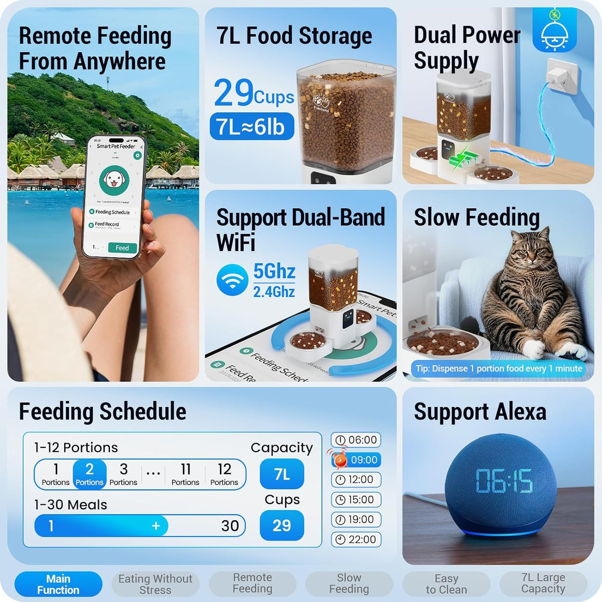 Frienhund Automatic Cat Feeder with 2K Camera: 5G WiFi Automatic Dog - White-2 - image 2