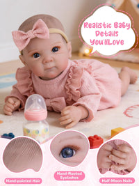 EKOKIZ blue reborn baby doll dress set with hairband and shoes for 17 to 20 inch dolls - view 27