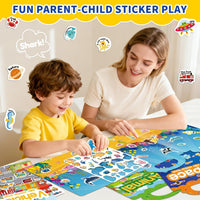 6 Sets Reusable Sticker Book for Toddlers 3-6 - Ocean+Space+Dinosaur - image 2