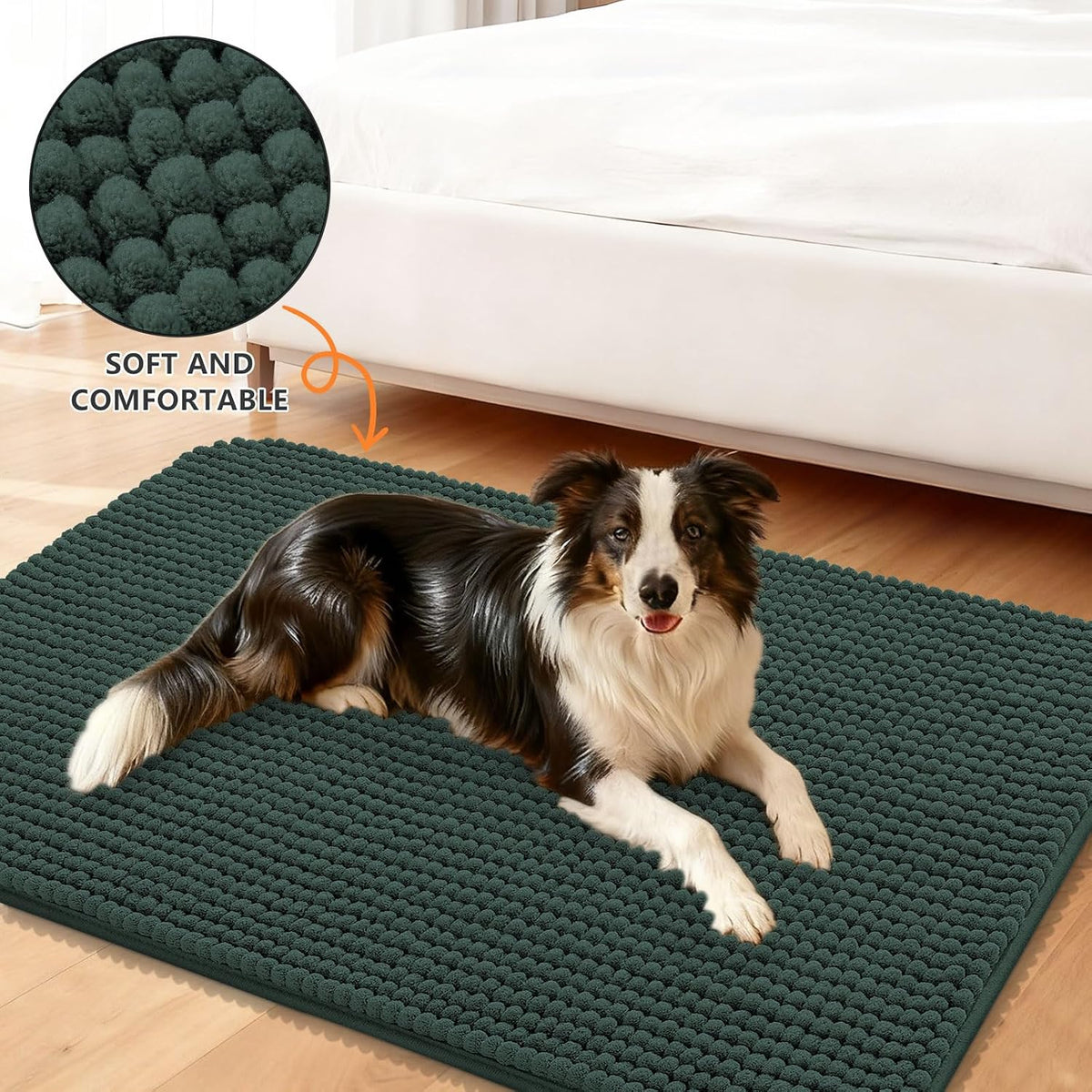 Smiry Dog Door Mat for Muddy Paws 30x20 - 70"X24" / Green - image 2