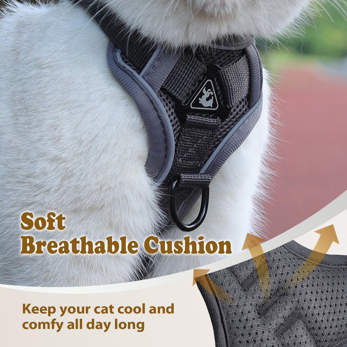 Cat Harness and Leash for Walking - Grey / M : 6.6-9.9 LB - image 2