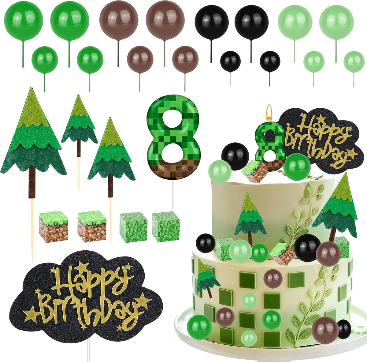 ZSMKJIAYE 25 piece racing cake topper set, red white black with number 3 candle - view 5