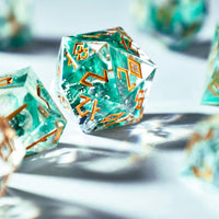 HEIMDALLR liquid core DND dice set in Fenrir's Shadow with glowing LED display box - view 28