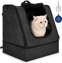apollo walker Portable Cat Litter Box With Waterproof bag and Lid - Dark Black / Medium