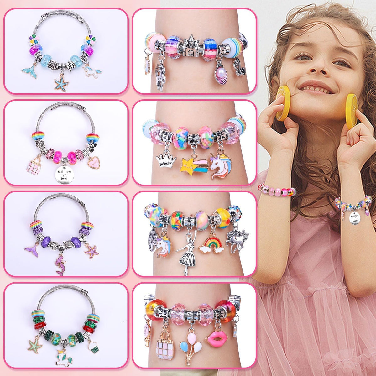 VICTLOV Charm Bracelet Making Kit, DIY Craft for Girls - Aqua 95 Pieces - image 3