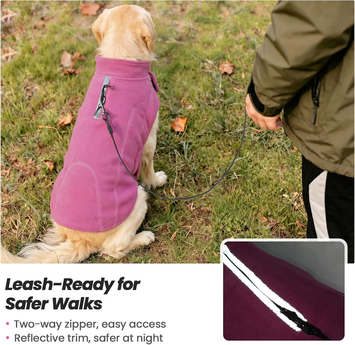 VIVAGLORY Cozywrap dog fleece vest in size L with striped design - view 4