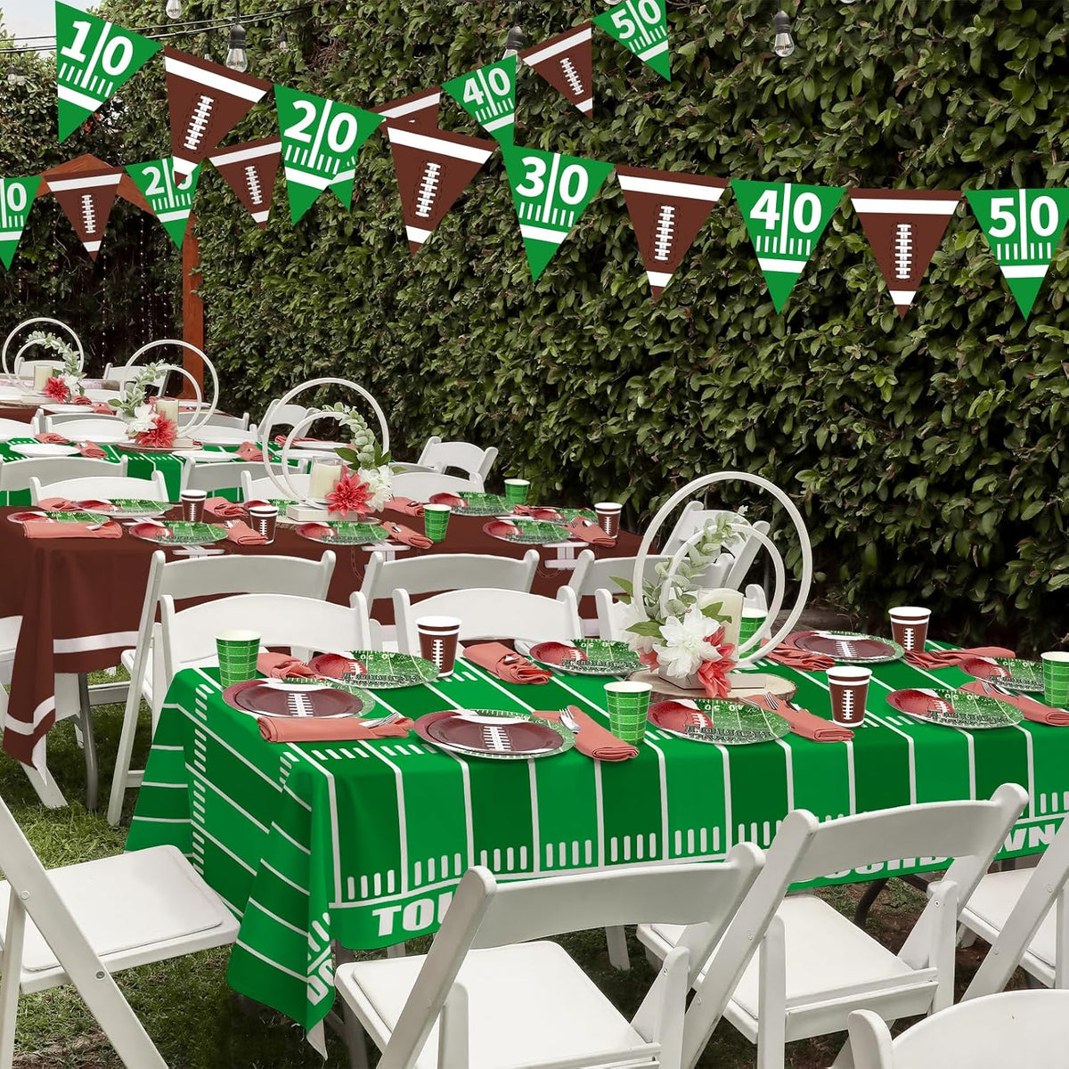 Gatherfun Football Party Decorations Disposable Tablecloth Plastic - football 2 - image 4