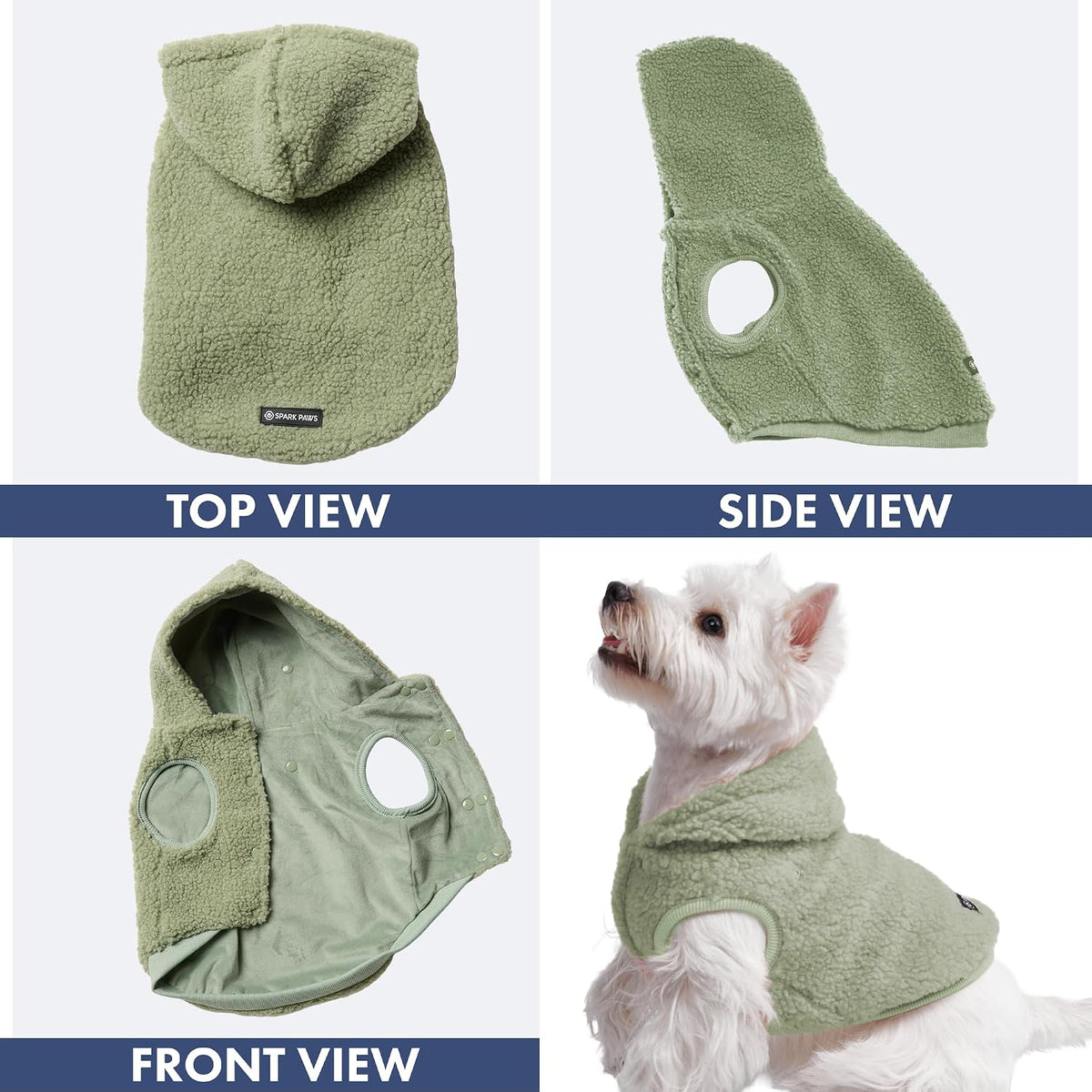 Spark Paws Fleece Dog Hoodie - Light Green / 2XL - image 4