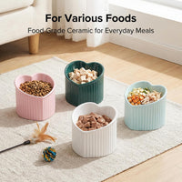 Pink Ceramic Raised Cat Bowls - White - image 3