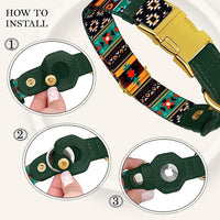AirTag Dog Collar for Small Medium Large Breed - Adjustable Cute Pattern Dog Collar with Airtag Holder - Soft Leather Tracker GPS Apple Air Tag Pet Collars (X-Large, 20"-25" Neck Fit, Tribal)