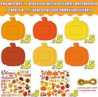 KEPEEL fall picture frame craft kit with 30 pumpkin photo frames and sticker sheets - view 2