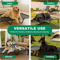 Sytopia 47'' Outdoor Elevated Dog Bed for Extra Large Dogs, Chew-Proof Pet Camping Raised Cot with Breathable Mesh - Durable Frame, Cooling Hammock Style, Anti-Slip Base, Water-Resistant, Easy Clean