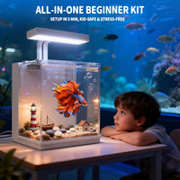 Beta Fish Tank, for Men, Fish Tanks for Kids & Starter - moon White - image 2