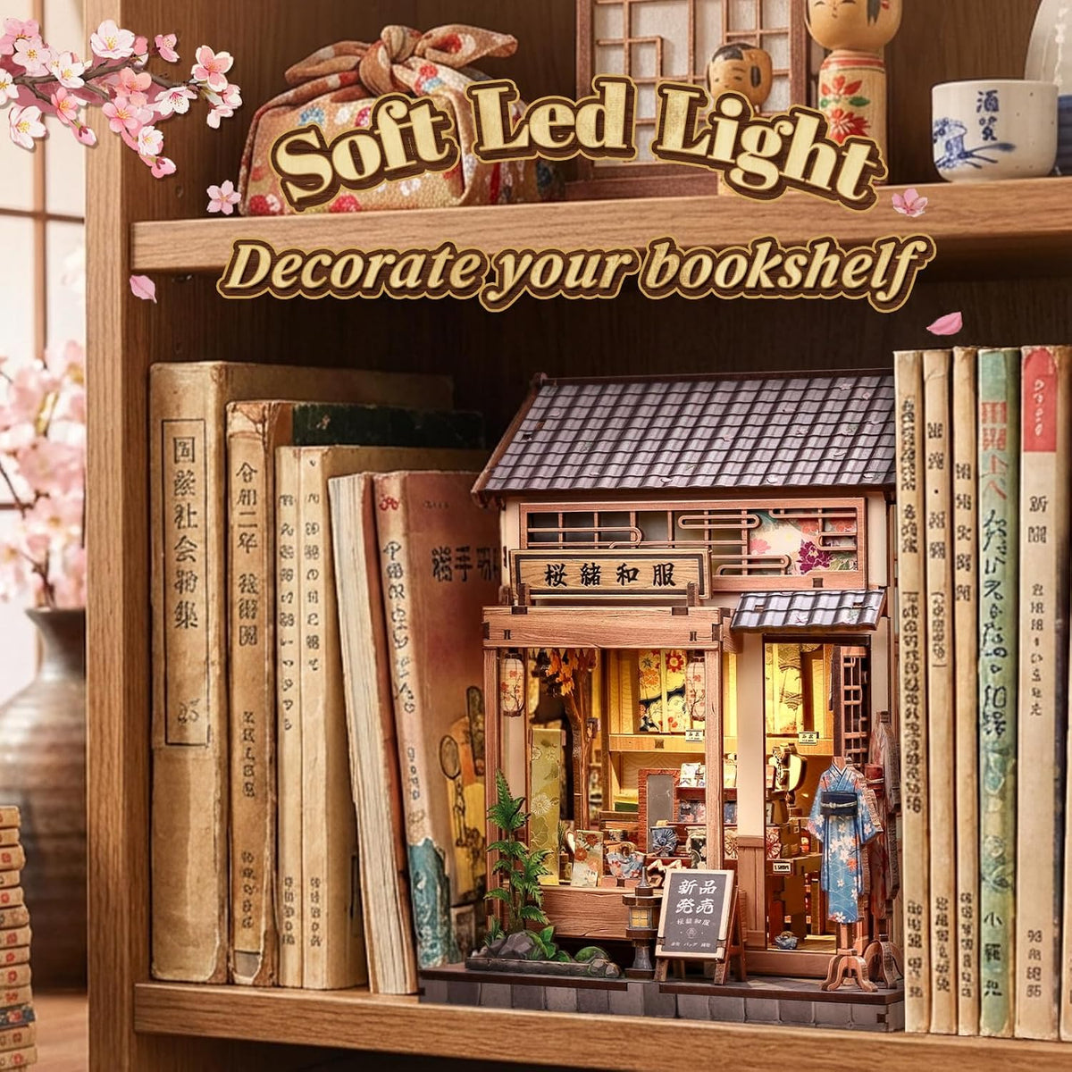 Cutefun Book Nook Kit - DIY Miniature Dollhouse Kit for Adults and Teens – Fun for Kids & Family - Sakura Kimono Shop - image 3