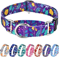 Hikiko Martingale Dog Collar Without Buckle - Colourful Blossoms / Small